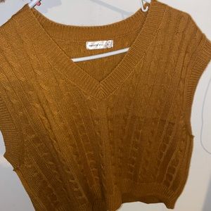 Brown Cropped Corduroy-texture Vest